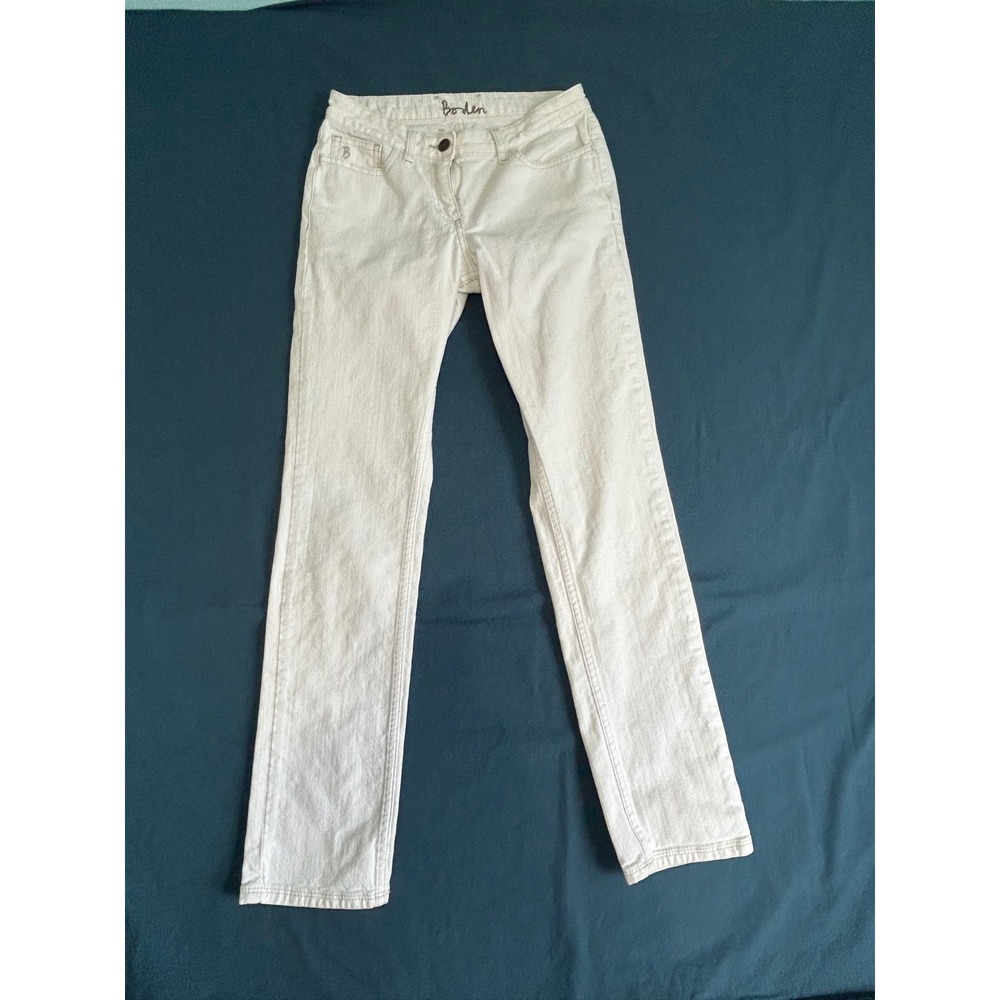 Boden White Straight Leg Denim Jeans US 2R WC074 Cotton Stretch